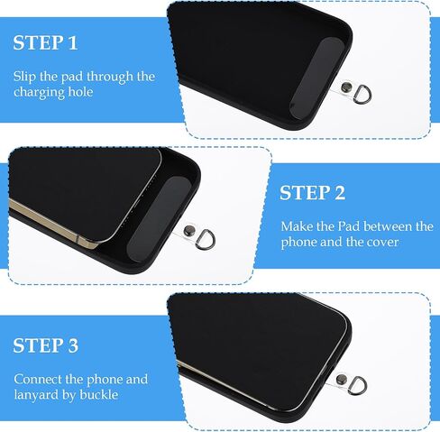 6Pcs Cell Phone Lanyard Patch Pad, Universal Phone Tether Tab Phone Strap Connector with Metal Ring for Cell Phones Security Drop Protection (Transparent Light Gold) in Saudi Arabia