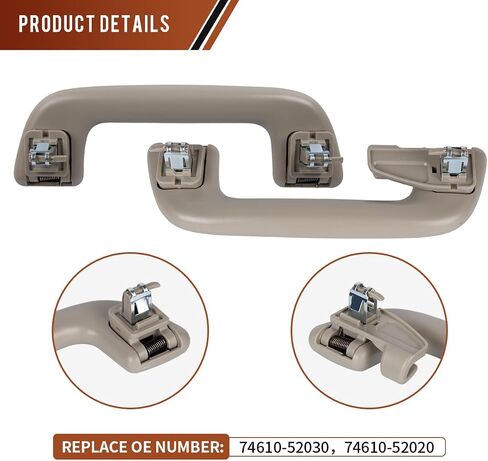 1 Pcs Front Rear Roof Pull Grab Handle for Toyota Highlander Corolla Rav4 4Runner Yaris Vios Replace# 74610-52030 74610-52030-B0 74610-52020 Assist Grip Rail No Hook Handrail - Beige in Saudi Arabia