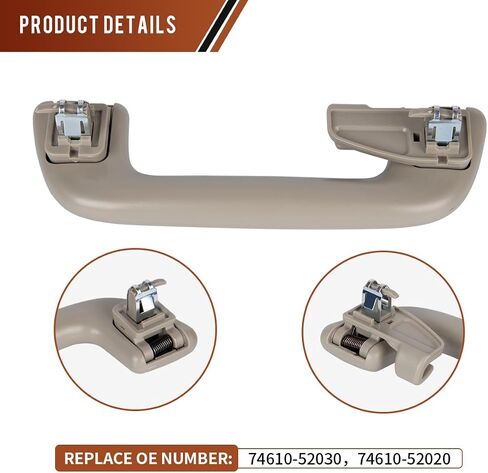 1 Pcs Front Rear Roof Pull Grab Handle for Toyota Highlander Corolla Rav4 4Runner Yaris Vios Replace# 74610-52030 74610-52030-B0 74610-52020 Assist Grip Rail No Hook Handrail - Beige in Saudi Arabia