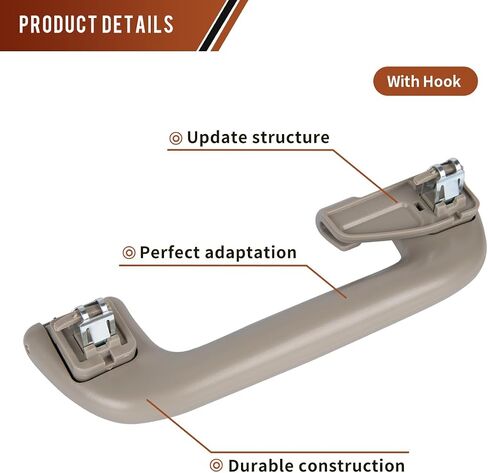 1 Pcs Front Rear Roof Pull Grab Handle for Toyota Highlander Corolla Rav4 4Runner Yaris Vios Replace# 74610-52030 74610-52030-B0 74610-52020 Assist Grip Rail No Hook Handrail - Beige in Saudi Arabia