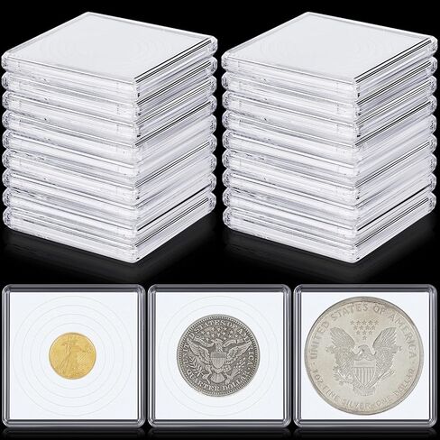 Coin Snap Holder Acrylic Silver Dollar Coin Holder 2 x 2 Inch Half Dollar Coin Holder Coin Capsule Coin Cases for Collectors Coin Sleeves Silver Dollar Display Box for Collection Supplies (30 Pcs) in Saudi Arabia