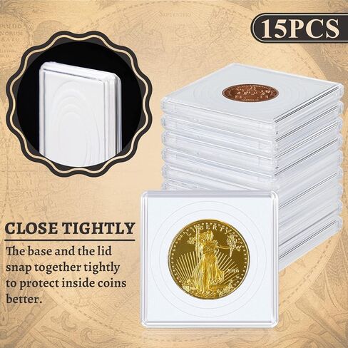 Coin Snap Holder Acrylic Silver Dollar Coin Holder 2 x 2 Inch Half Dollar Coin Holder Coin Capsule Coin Cases for Collectors Coin Sleeves Silver Dollar Display Box for Collection Supplies (30 Pcs) in Saudi Arabia