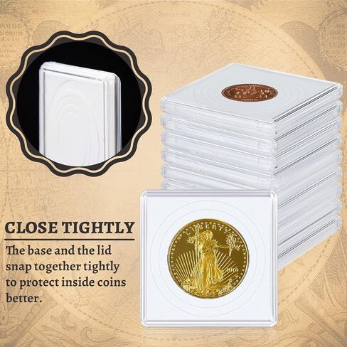 Coin Snap Holder Acrylic Silver Dollar Coin Holder 2 x 2 Inch Half Dollar Coin Holder Coin Capsule Coin Cases for Collectors Coin Sleeves Silver Dollar Display Box for Collection Supplies (30 Pcs) in Saudi Arabia