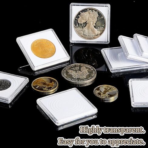 Coin Snap Holder Acrylic Silver Dollar Coin Holder 2 x 2 Inch Half Dollar Coin Holder Coin Capsule Coin Cases for Collectors Coin Sleeves Silver Dollar Display Box for Collection Supplies (30 Pcs) in Saudi Arabia