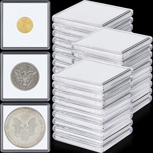 Coin Snap Holder Acrylic Silver Dollar Coin Holder 2 x 2 Inch Half Dollar Coin Holder Coin Capsule Coin Cases for Collectors Coin Sleeves Silver Dollar Display Box for Collection Supplies (30 Pcs) in Saudi Arabia