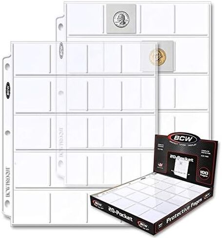 BCW 2 Boxes of 100 20 Pocket Pages for Coin Holders, Slides or Pogs (200 Pages) in Saudi Arabia