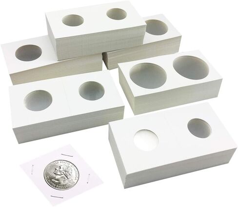 300 قطعة 6 أحجام من العملات المعدنية، حاملات تجميع العملات المعدنية من الورق المقوى، مجموعة متنوعة من اللوازم، 2 × 2 بوصة لتخزين مجموعة العملات المعدنية in Kuwait