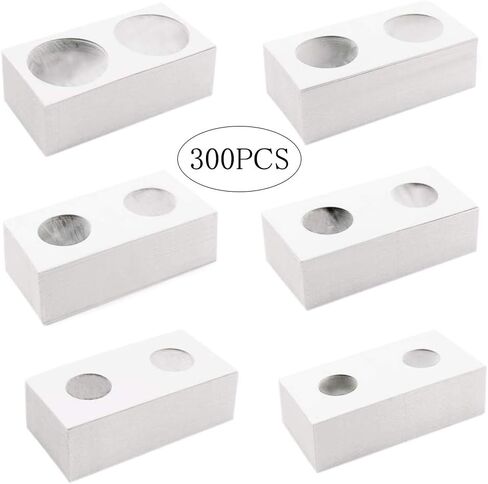 300 قطعة 6 أحجام من العملات المعدنية، حاملات تجميع العملات المعدنية من الورق المقوى، مجموعة متنوعة من اللوازم، 2 × 2 بوصة لتخزين مجموعة العملات المعدنية in Kuwait