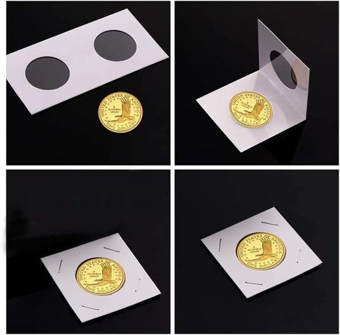 300 قطعة 6 أحجام من العملات المعدنية، حاملات تجميع العملات المعدنية من الورق المقوى، مجموعة متنوعة من اللوازم، 2 × 2 بوصة لتخزين مجموعة العملات المعدنية in Kuwait