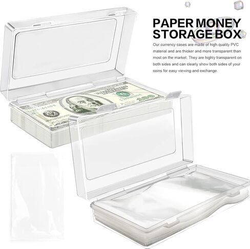 200 Pcs Dollar Bill Holder with Storage Case Plastic Paper Money Holders Currency Sleeves Bill Clear Holders for Regular Bills Protector Case Supplies, 6-1/2'' x 3-1/2 '' in Kuwait