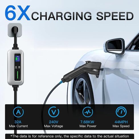 Level 2 EV Charger, 32A 240V Portable J1772 EV Car Charger with NEMA 14-50 Plug, Plug-in EV Charging Station with Timing Delay &10-32A Adjustable Amp with 25ft Extension Cable and Carrying Bag in Saudi Arabia