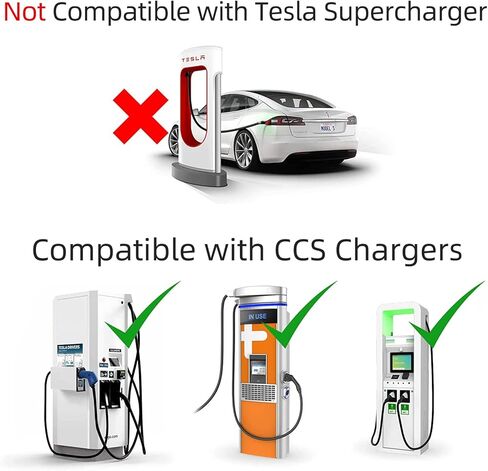CCS إلى محول شاحن Tesla لطراز Tesla 3، Y، S، X - محول شحن DC مُقدر بما يصل إلى 250 كيلو واط، مُصنف لجميع شحن CCS، قم بترقية CCS قبل استخدام المحول، قم بشحن Tesla الخاص بك بسرعة باستخدام شواحن CCS in Kuwait