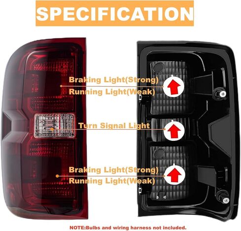 Tail Lights Rear Lamp Brake lights Compatible with Chevy Chevrolet Silverado 1500 2500 3500 2014-2019, GMC Sierra 2500 3500 2015-2019,Without Wiring Kit and Bulbs, (Right-Passenger side) in Kuwait