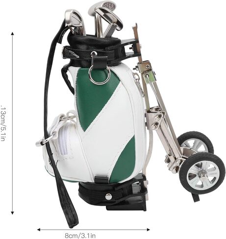 Keenso Golf Bag Pen Set, Desktop Golf Pen Set 3 Ballpoint Pens and Mini Bag Zinc Alloy Golf Pen Holding Bag(Green & White) Golf in Saudi Arabia