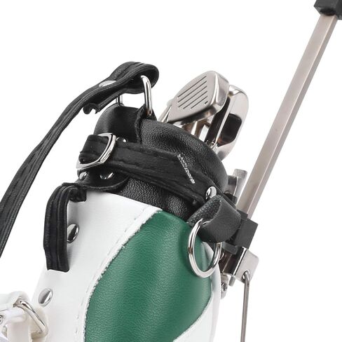 Keenso Golf Bag Pen Set, Desktop Golf Pen Set 3 Ballpoint Pens and Mini Bag Zinc Alloy Golf Pen Holding Bag(Green & White) Golf in Saudi Arabia