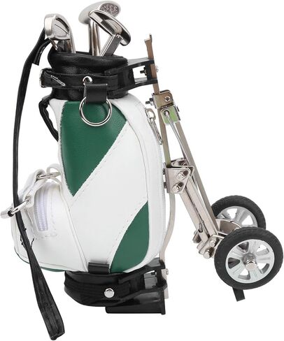 Keenso Golf Bag Pen Set, Desktop Golf Pen Set 3 Ballpoint Pens and Mini Bag Zinc Alloy Golf Pen Holding Bag(Green & White) Golf in Saudi Arabia