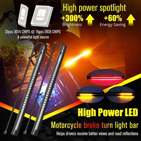 دراجة نارية LED بدوره إشارة الذيل الفرامل المتكاملة ضوء لوحة ترخيص ضوء بار 8 "شريط ضوء مرن وامض لدراجة نارية لوحة ترخيص السرج الخلفي in Kuwait