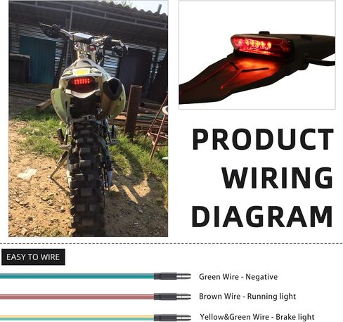مصباح LED للفرامل الخلفية للدراجة النارية من DREAMIZER مع مؤشر إشارة الانعطاف لـ YZ80 YZ85 YZ125 YZ450f XT125 250 - عدسة حمراء مع ضوء إشارة الانعطاف 12LED in Saudi Arabia