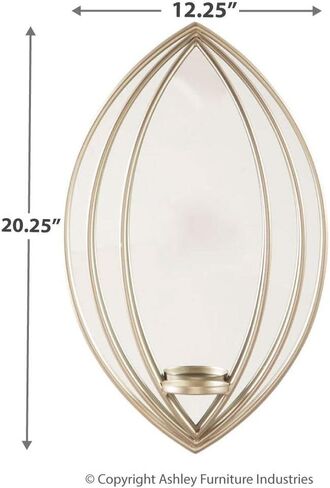 تصميم مميز من Ashley Donnica Glam مقاس 21 بوصة شمعدان حائط بيضاوي معدني منحوت ثلاثي الأبعاد، فضي in Saudi Arabia