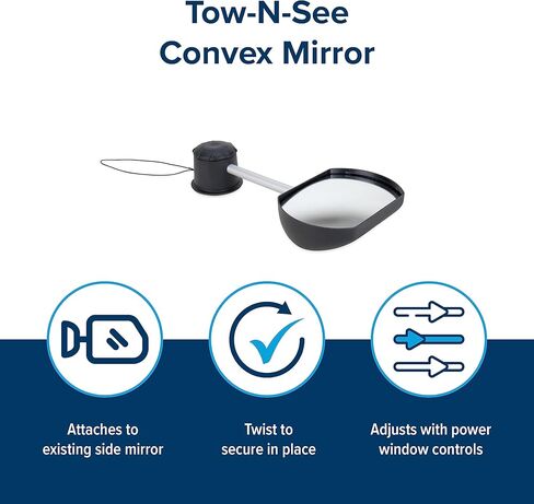 Camco 25664 Flat Tow-N-See Mirror - Driver Side, Black in Kuwait