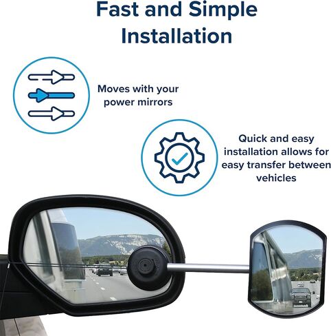 Camco 25664 Flat Tow-N-See Mirror - Driver Side, Black in Kuwait