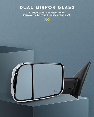 مرايا سحب OCPTY تعمل بالطاقة اليسرى للسائق الأيمن ومرايا سحب جانبية مناسبة لـ 2011-2016 لـ Ram 1500 2500 3500 2009-2010 لدودج لرام 1500 2500 3500 مع إشارة الانعطاف البركة الكروم in Saudi Arabia