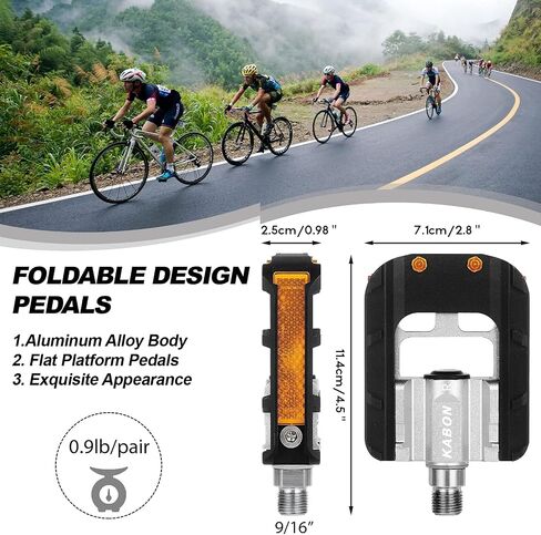 KABON Folding Bike Pedals, Bicycle Foldable Pedals with Aluminum, Universal 9/16 inch Non-Slip Cycling Pedals for Folding Bike, BMX Bike, Road Bike, Mountain Bike MTB in Saudi Arabia