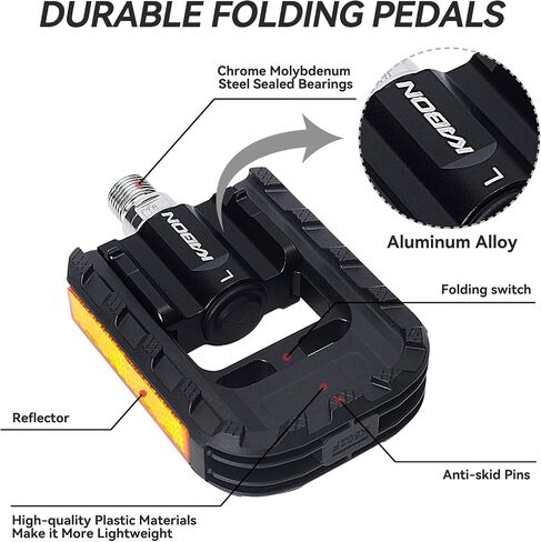 KABON Folding Bike Pedals, Bicycle Foldable Pedals with Aluminum, Universal 9/16 inch Non-Slip Cycling Pedals for Folding Bike, BMX Bike, Road Bike, Mountain Bike MTB in Saudi Arabia