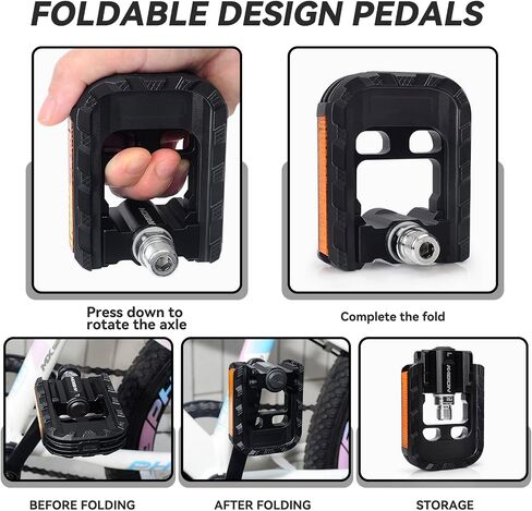 KABON Folding Bike Pedals, Bicycle Foldable Pedals with Aluminum, Universal 9/16 inch Non-Slip Cycling Pedals for Folding Bike, BMX Bike, Road Bike, Mountain Bike MTB in Saudi Arabia