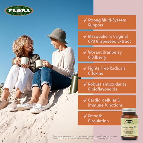 مستخلص بذور العنب بلس من فلورا، مضاد للأكسدة، يكافح الجذور الحرة، 60 قطعة (1167133) in Kuwait