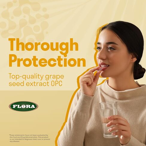 مستخلص بذور العنب بلس من فلورا، مضاد للأكسدة، يكافح الجذور الحرة، 60 قطعة (1167133) in Kuwait