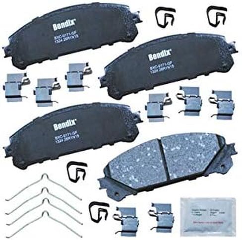 مجموعة وسادات فرامل قرصية أمامية من السيراميك Bendix Priority 1 لسيارة Lexus NX200t 2017-2015، NX300h 2017-2015، RX350 2017-2010، RX450h 2017-2010، Toyota Highlander 2016-2008، Sienna 2017-2011 - (CFC1324) in Saudi Arabia