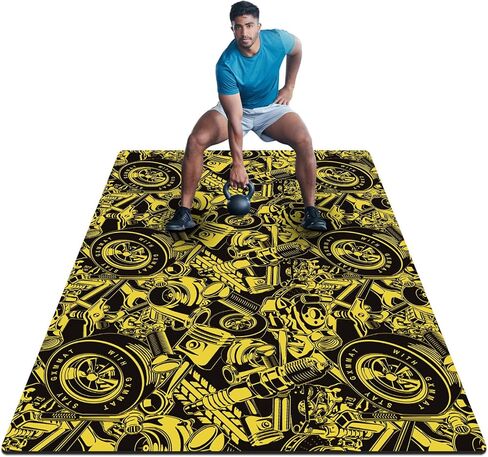 سجادة تمرين مطاطية كبيرة جدًا من GXMMAT مقاس 6 × 4 × 5 مم، سجادات تمرين فائقة المتانة لأرضيات صالة الألعاب الرياضية المنزلية، سجادة تمارين القلب غير قابلة للانزلاق صديقة للأحذية لفنون القتال المختلطة، بليو، والقفز، واللياقة البدنية لجميع الأغراض in Kuwait