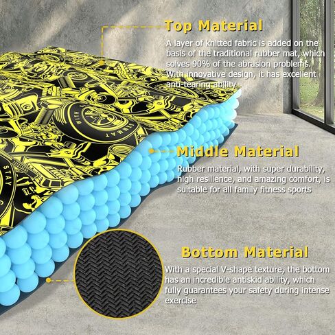 سجادة تمرين مطاطية كبيرة جدًا من GXMMAT مقاس 6 × 4 × 5 مم، سجادات تمرين فائقة المتانة لأرضيات صالة الألعاب الرياضية المنزلية، سجادة تمارين القلب غير قابلة للانزلاق صديقة للأحذية لفنون القتال المختلطة، بليو، والقفز، واللياقة البدنية لجميع الأغراض in Kuwait