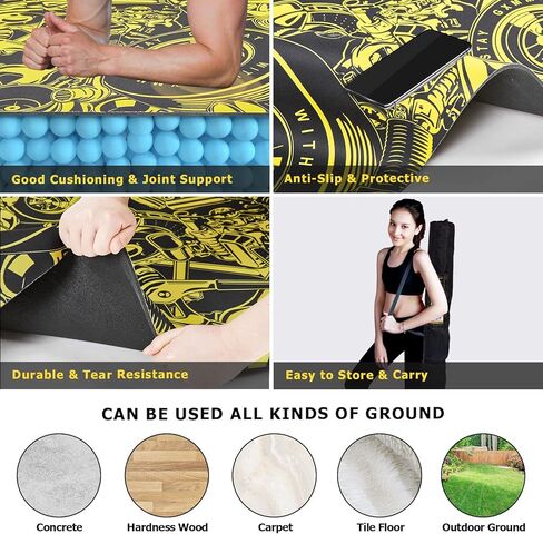 سجادة تمرين مطاطية كبيرة جدًا من GXMMAT مقاس 6 × 4 × 5 مم، سجادات تمرين فائقة المتانة لأرضيات صالة الألعاب الرياضية المنزلية، سجادة تمارين القلب غير قابلة للانزلاق صديقة للأحذية لفنون القتال المختلطة، بليو، والقفز، واللياقة البدنية لجميع الأغراض in Kuwait