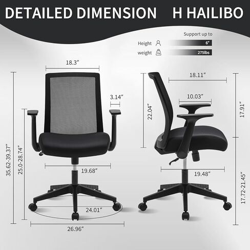 Office Chair, Mesh Back Desk Chair, Swivel Ergonomic Computer Chair with Flip-Up Arms and Adjustable Height (Light Blue) in Kuwait
