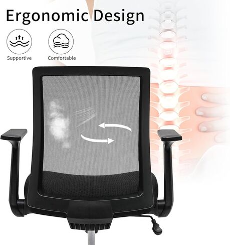 Office Chair, Mesh Back Desk Chair, Swivel Ergonomic Computer Chair with Flip-Up Arms and Adjustable Height (Light Blue) in Kuwait