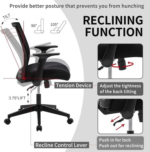 Office Chair, Mesh Back Desk Chair, Swivel Ergonomic Computer Chair with Flip-Up Arms and Adjustable Height (Light Blue) in Kuwait