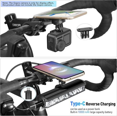 Super Bright Bike Light - Bike Lights for Night Riding with Bicycle Computer Bracket and Gopro Mount, 6000 Lumen Rechargeable Bike Headlight 10000mAh Battery, Support Reverse Charging in Kuwait