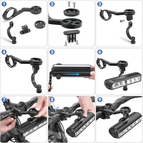 Super Bright Bike Light - Bike Lights for Night Riding with Bicycle Computer Bracket and Gopro Mount, 6000 Lumen Rechargeable Bike Headlight 10000mAh Battery, Support Reverse Charging in Kuwait