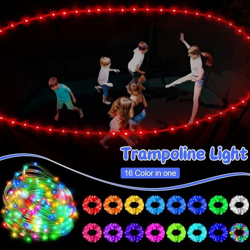 14 Pcs Trampoline Accessory Set 49.2 FT LED Trampoline Lights Trampoline Ladder Trampoline Sprinkler Trampoline Stakes Spring Pull Tool Trampoline Kit with Storage Bag for Kid Toddler Indoor Outdoor in Saudi Arabia