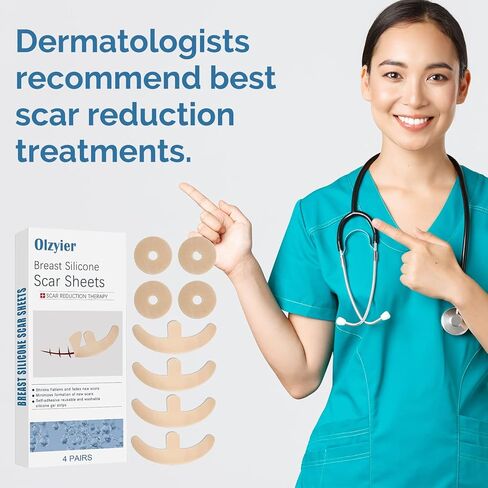 أوراق ندبات السيليكون للثدي - 4 أزواج من شريط إزالة الندبات الجراحية غير المرئية - إدارة إزالة ندبات الثدي لتقليل الندبات والتعافي in Kuwait