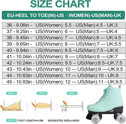 Roller Skates,Classic Double-Row Roller Skates for Women and Girls with 8 Light up Wheels, High-top PU Leather Roller Skates for Men and Boys,Use Indoor and Outdoor for Beginner in Saudi Arabia