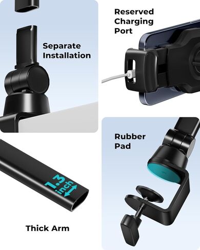 Viozon حامل حامل للهاتف اللوحي مع ذراع طويل مرن، أجهزة 3.5-13 بوصة، ارتفاع وزاوية قابلة للتعديل، شديد التحمل، حامل مكتب على السرير متوافق مع iPad iPhone للتصوير الفوتوغرافي لمدونة الفيديو، أبيض in Kuwait