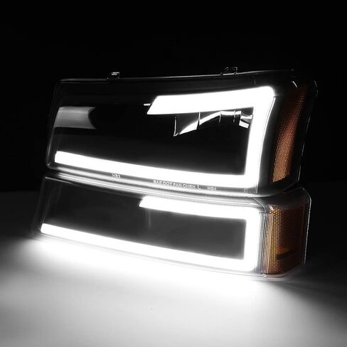 DNA Motoring HL-LB-CSIL03-BK-AM Black Amber 3D LED DRL Headlight Bumper Lamp Set Compatible with 03-06 Silverado 1500-3500 / Avalanche 1500 2500 in Saudi Arabia