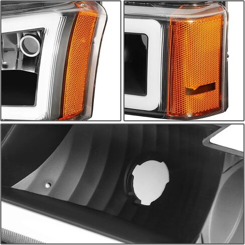 DNA Motoring HL-LB-CSIL03-BK-AM Black Amber 3D LED DRL Headlight Bumper Lamp Set Compatible with 03-06 Silverado 1500-3500 / Avalanche 1500 2500 in Saudi Arabia