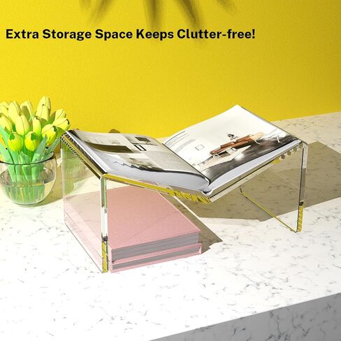 حامل كتب من الأكريليك الشفاف، حامل عرض كبير قوي للكتب المفتوحة والمغلقة، المجلات، الكتب المدرسية، الكتاب المقدس، كتاب الطبخ، الصحف، 11.4 بوصة عرض × 6.4 بوصة عمق × 5.3 بوصة ارتفاع in Kuwait