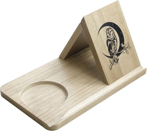 EVOLUX Owl Triangle Book Holder - Wooden Bookshelf With Drink Holder Owl Small Bookshelf Book Holder with Cup Holder (Beige) in Saudi Arabia