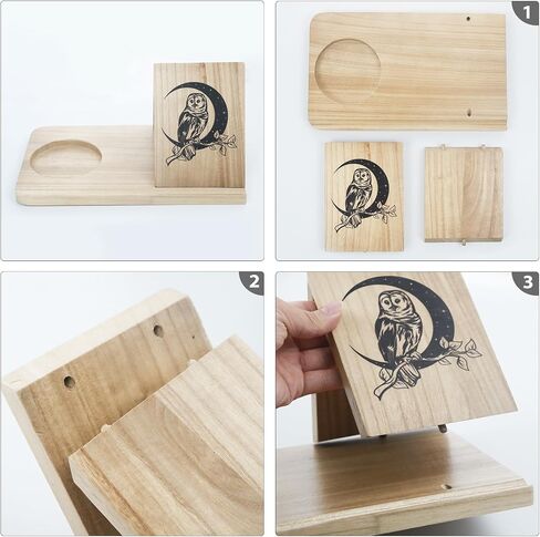 EVOLUX Owl Triangle Book Holder - Wooden Bookshelf With Drink Holder Owl Small Bookshelf Book Holder with Cup Holder (Beige) in Saudi Arabia
