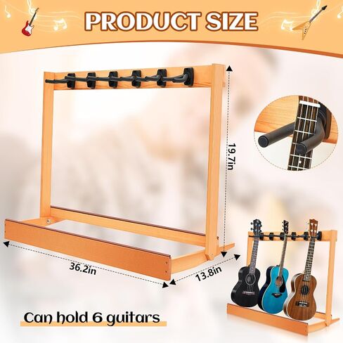 6 Space Guitar Stand for Multiple Guitars Pine Guitar Holder Guitar Rack Guitar Cabinet for 6 Electric or Bass, or 3 Acoustic Guitars for Home Studio in Saudi Arabia